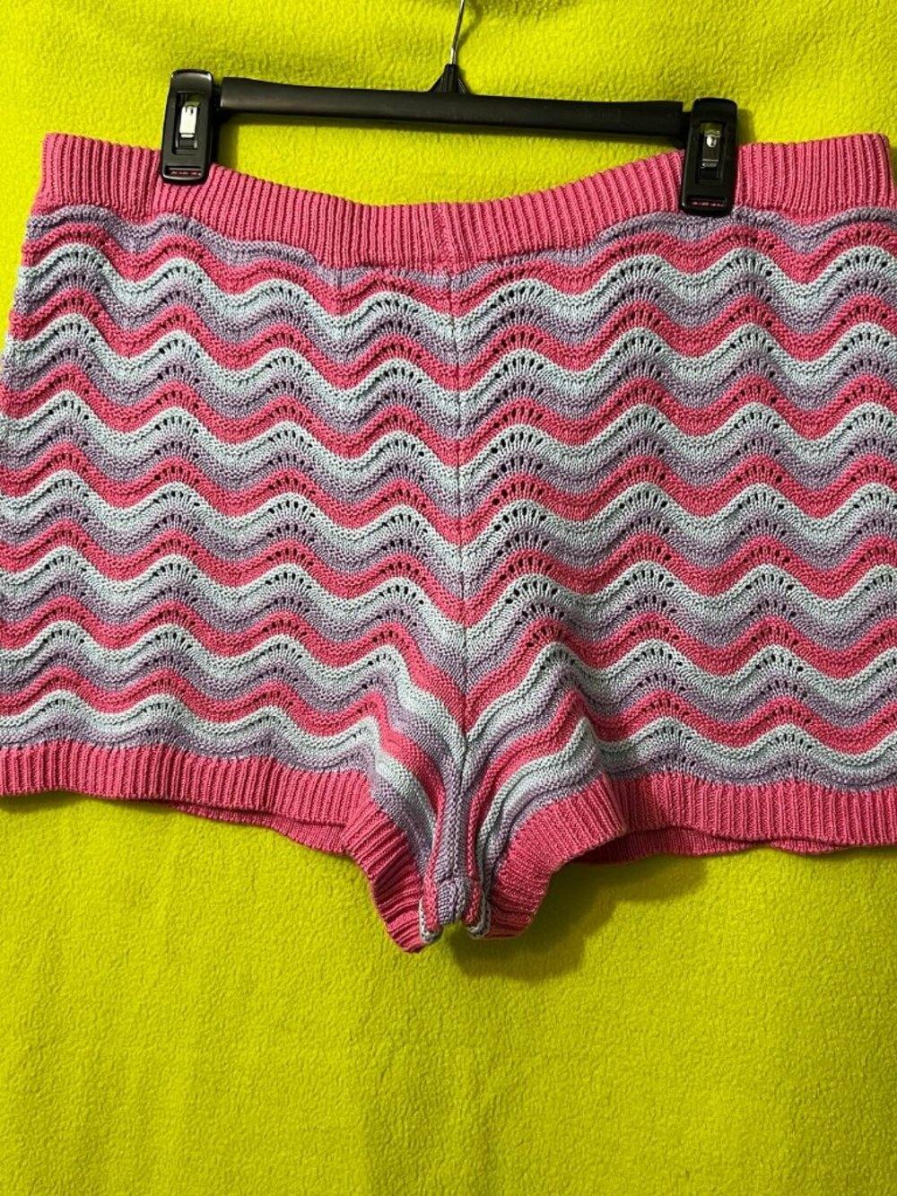 No Boundaries Crochet Shorts XL 16-18 New Striped Raspberry Sorbet High Waist